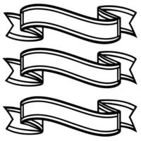 three black and white ribbons with blank space for text vector