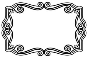 a black and white drawing of a frame with swirls vector
