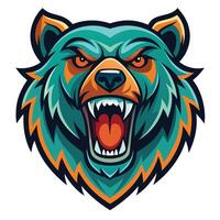 the head of a bear with an angry expression vector