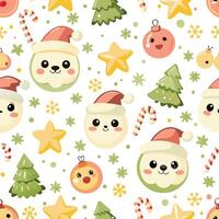 a pattern with santa claus and other christmas characters vector