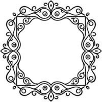 a black and white square frame with swirls vector