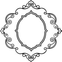 a black and white oval frame with a scroll vector