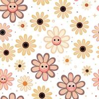 a pattern with flowers and faces vector