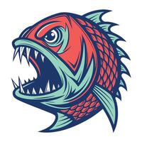 an angry fish with sharp teeth and fangs vector