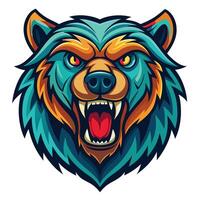 the head of a bear with an angry expression vector
