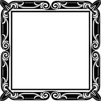 a black and white square frame with a scroll pattern vector