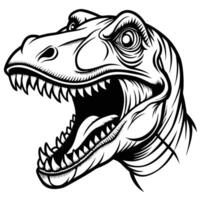 a t - rex head with open mouth and teeth vector