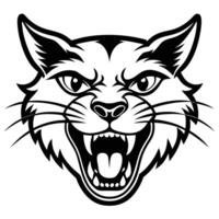 a black and white illustration of a cat head vector