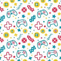 seamless pattern with colorful game controllers and stars vector