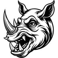 a rhinoceros head with its mouth open vector