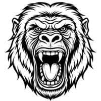 gorilla head with open mouth and teeth vector