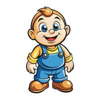 cartoon boy in overalls standing with his hands on his hips vector