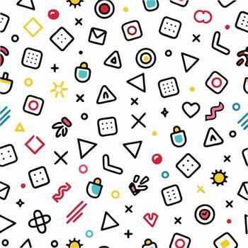 un vistoso modelo con varios formas y símbolos vector