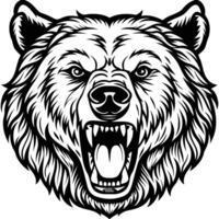 a bear head with its mouth open and its teeth showing vector