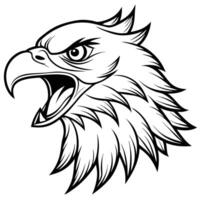 an eagle head with open mouth and open beak vector