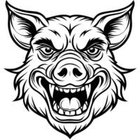 a black and white illustration of a boar head vector