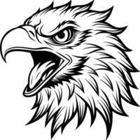 an eagle head with a black and white outline vector