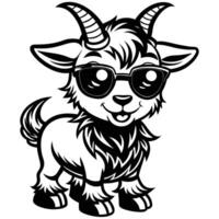 a cartoon goat wearing sunglasses and a hat vector