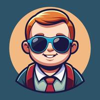 a cartoon character with sunglasses and a tie vector