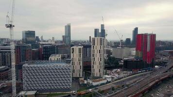 Manchester Skyline with Beetham Tower and Railway Tracks video
