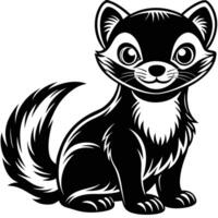 a black and white cartoon of a weasel vector