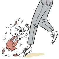 a cartoon image of a child being pushed by a man vector