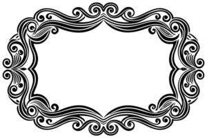 a black and white ornate frame with swirls vector