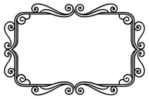a black and white drawing of a frame with swirls vector