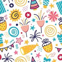 seamless pattern with colorful party items vector