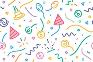 a colorful party background with confetti and balloons vector