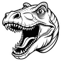 a t - rex head with open mouth and teeth vector