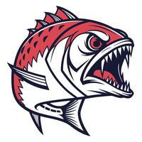 an angry fish with a mouth open and teeth vector