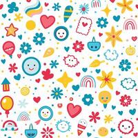 a colorful pattern with various objects and symbols vector