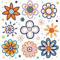a set of colorful flowers on a white background vector