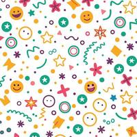 a colorful pattern with smiley faces and stars vector