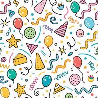 seamless pattern with colorful party items vector