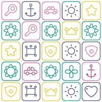 a colorful set of icons with various objects vector
