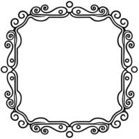 a black and white square frame with swirls vector