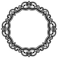 a black and white round frame with ornate design vector