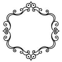 a black and white drawing of a frame with a scroll vector