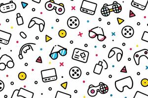 a seamless pattern with various game items vector