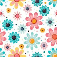 a colorful floral pattern with many different flowers vector