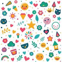 a colorful pattern with various objects and symbols vector