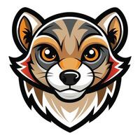 a raccoon head with a red and white stripe vector