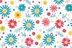a colorful floral pattern with dots and flowers vector