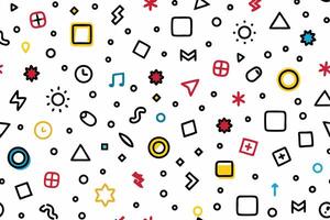 a colorful pattern with various shapes and symbols vector