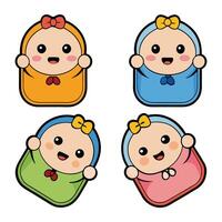 baby dolls in different colors vector