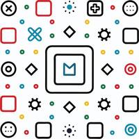 a colorful square with various icons on it vector