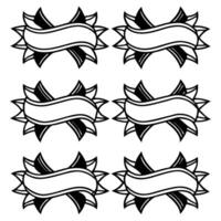six black and white ribbons with a white background vector