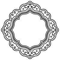 a black and white drawing of a round frame vector